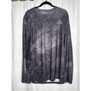 Realtree Fishing Stretch Long Sleeve Pullover Shirt - XL - Black / Gray  LL12